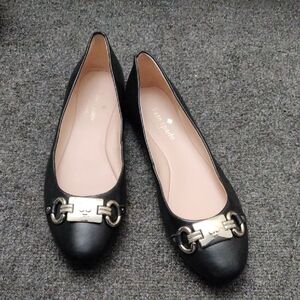 kate spade "Payton" Black Leather Ballet Flats